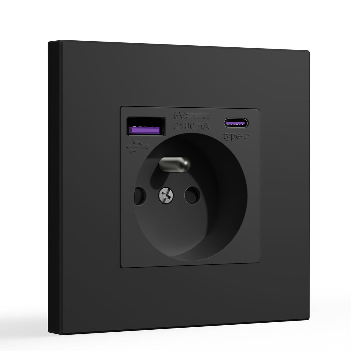 BSEED FR sockets with 20W PD Fast Charge Type-C Interface Outlet Wall Socket Power Outlets & Sockets Bseedswitch Black Plastic Single