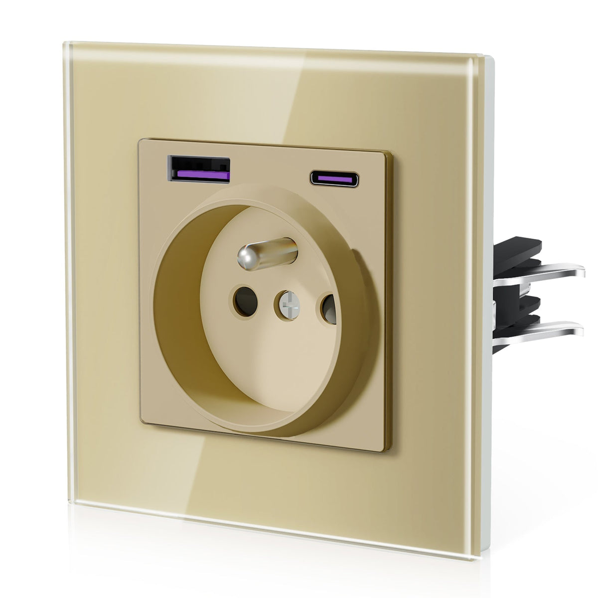 BSEED Heritage Series Tomada de Parede Francesa com USB-C de 20W, com Garras, Tomadas e Interruptores Bseedswitch