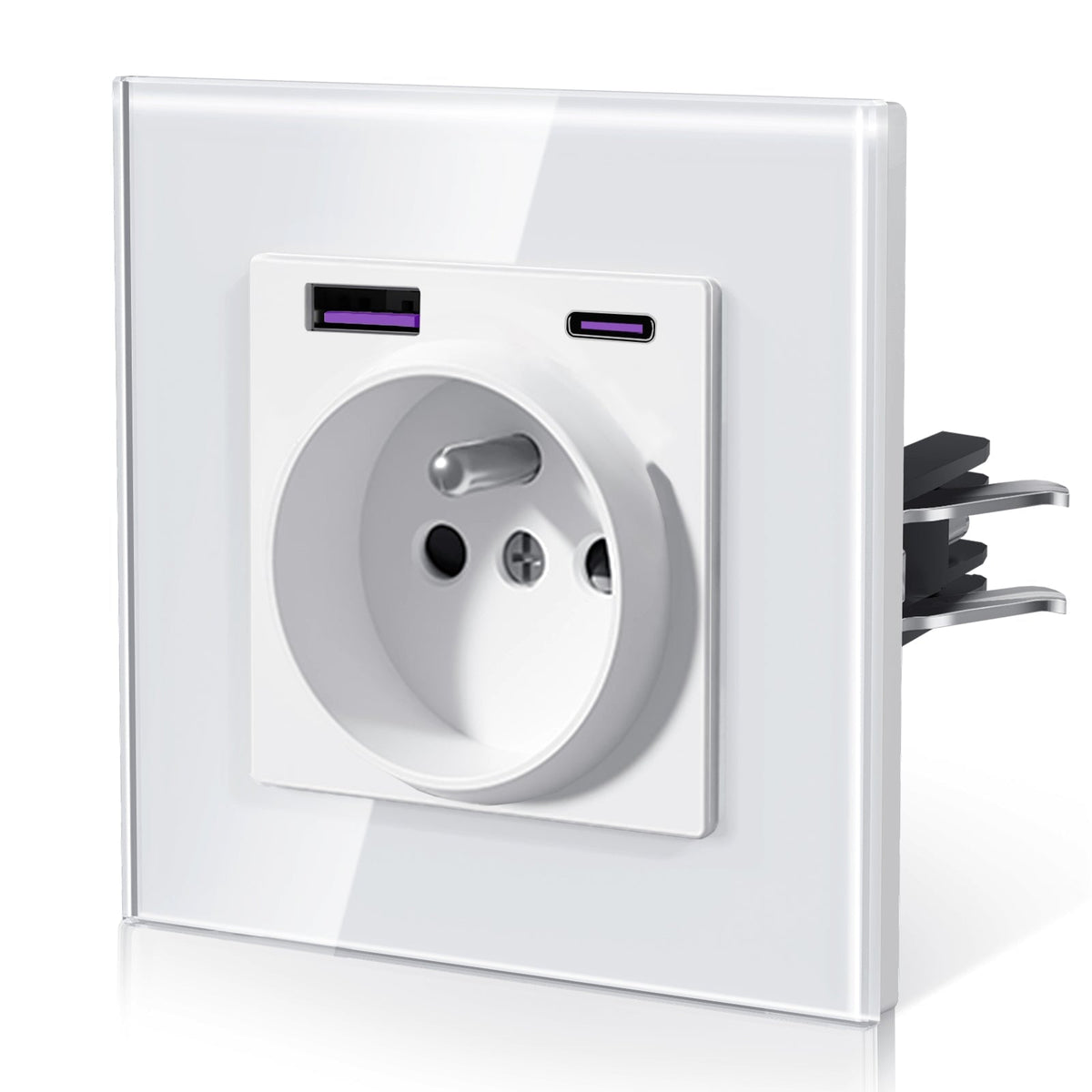 Tomada de Parede Francesa BSEED Heritage Series com 20W USB-C com Garras Tomadas e Tomadas Bseedswitch