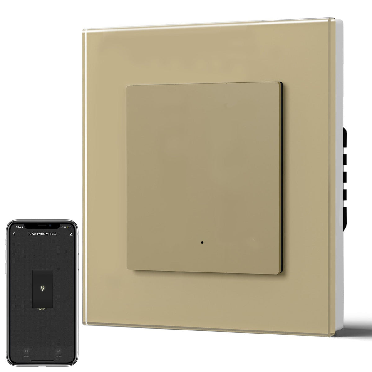 BSEED Smart Wifi Light Switch (With Neutral) Light Switches Bseedswitch Gold Glass 1 Gang