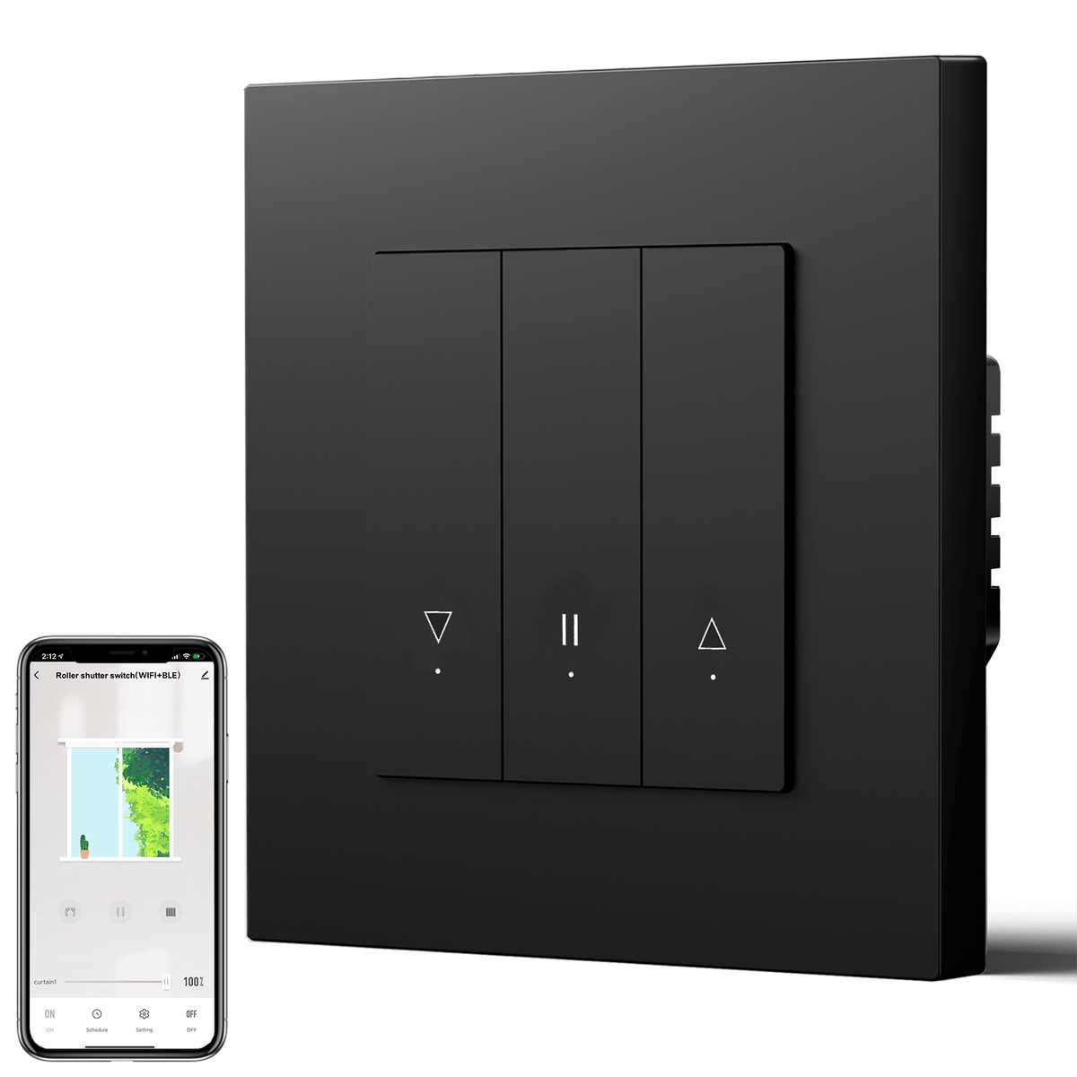 Bseed Echo Smart Wifi Roller Shutter Switch Work with Tuya Alex Google Assistant Blind Switch Home Automation Kits Bseedswitch Black Plastic