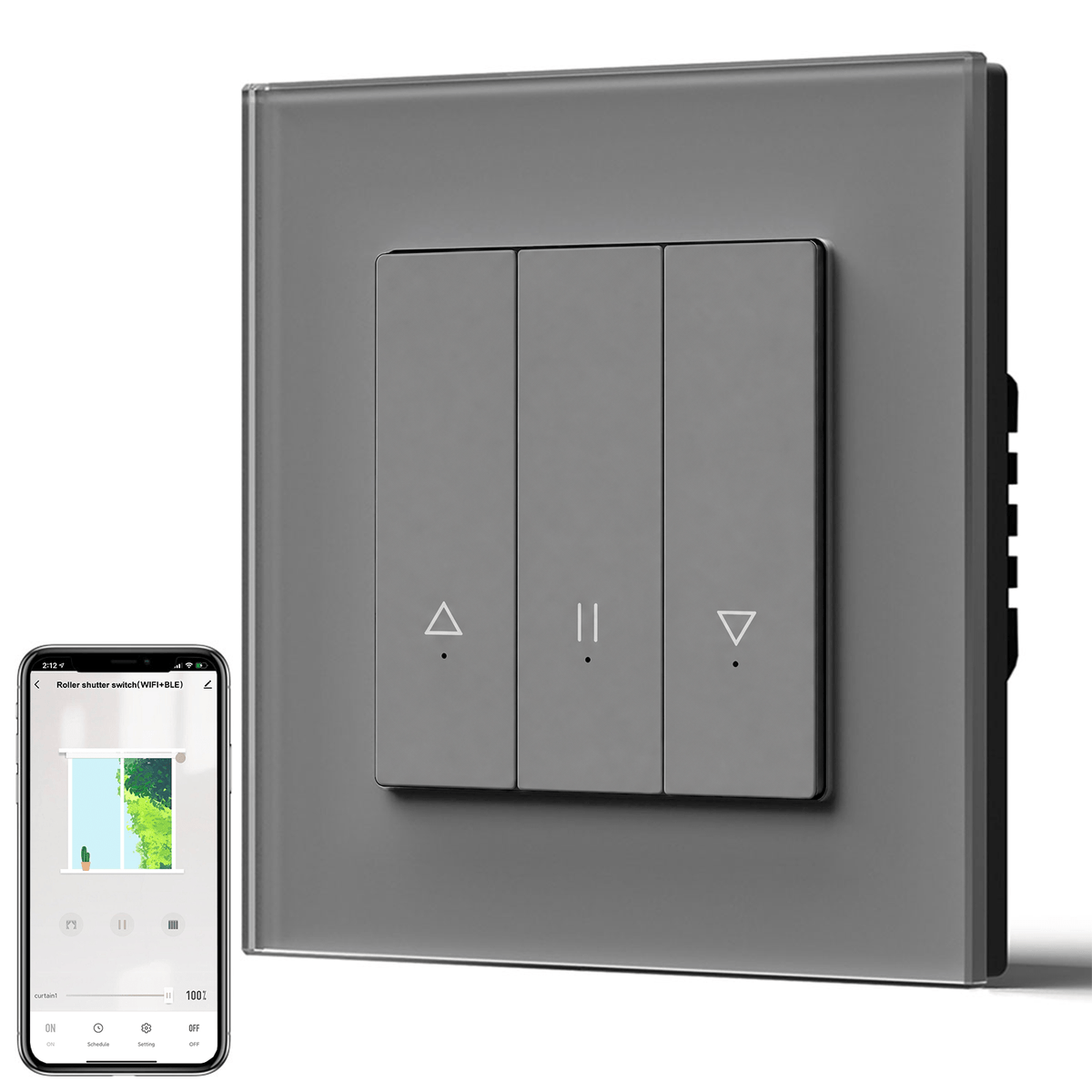 Bseed Echo Smart Wifi Roller Shutter Switch Work with Tuya Alex Google Assistant Blind Switch Home Automation Kits Bseedswitch Grey Glass