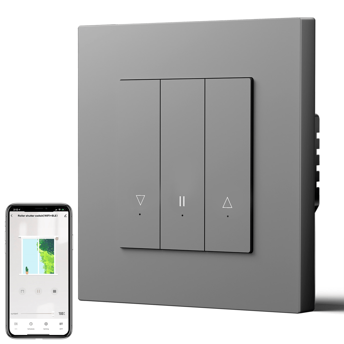 Bseed Echo Smart Wifi Roller Shutter Switch Work with Tuya Alex Google Assistant Blind Switch Home Automation Kits Bseedswitch Grey Plastic