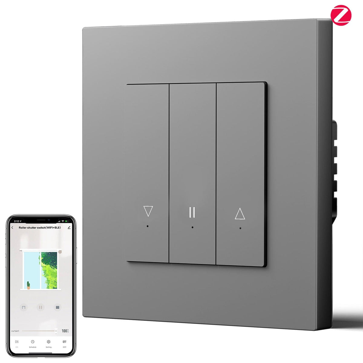 Bseed Echo Smart Zigbee Blind Switch Roller Shutter Switch Work with Tuya Alex Google Assistant Shutters Bseedswitch Grey Plastic