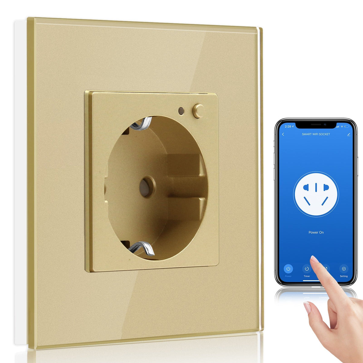 BSEED Wifi EU Wall Sockets Single Power Outlets Kids Protection Power Outlets & Sockets Bseedswitch gold Single Glass