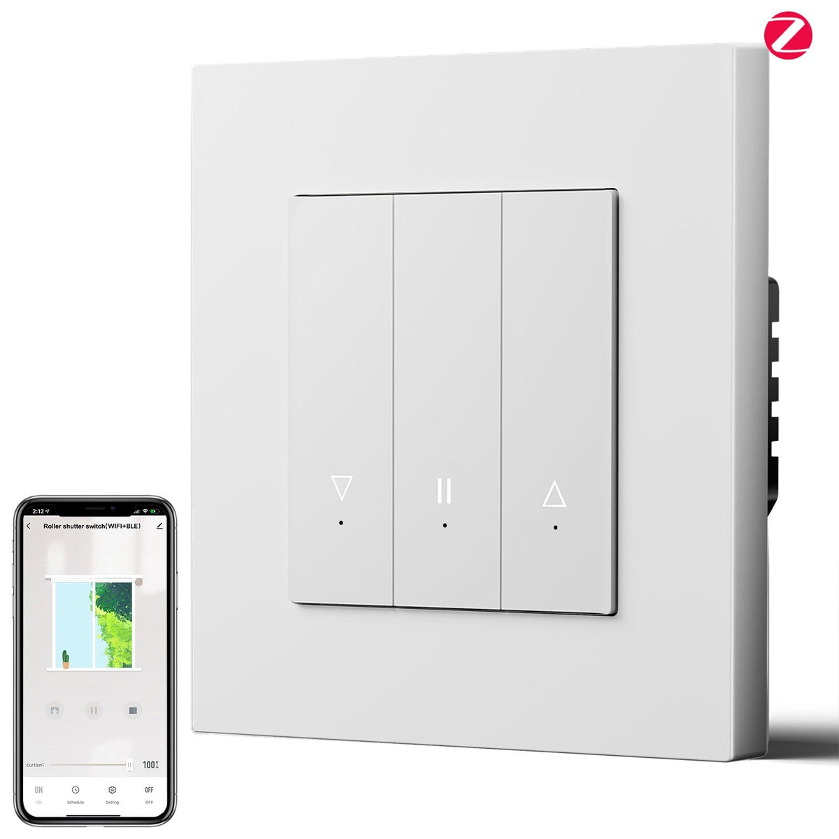 Bseed Echo Smart Zigbee Blind Switch Roller Shutter Switch Work with Tuya Alex Google Assistant Shutters Bseedswitch White Plastic