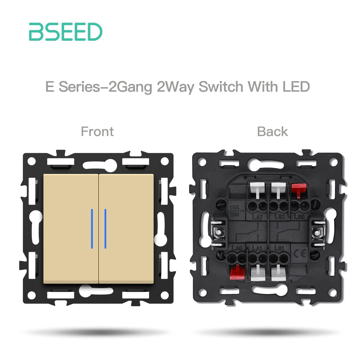 BSEED DIY Part Customized Free Combinations Mechanical Light Switch Wall Socket Insert Gold Color Crystal Glass Panel Light Switches Bseedswitch 2 Gang 2 Way Switch With Neon