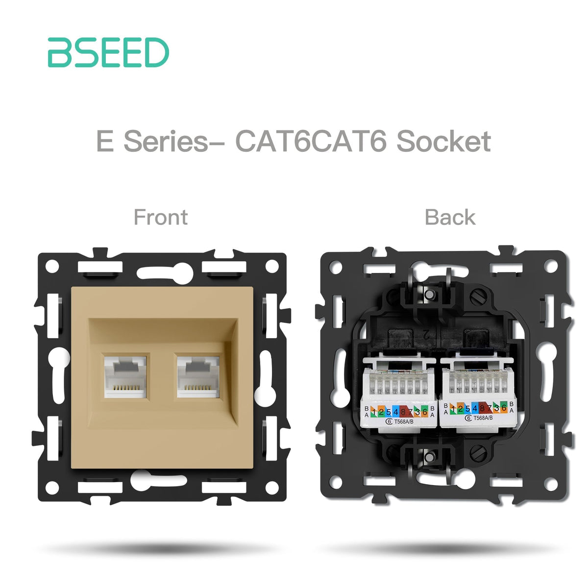 BSEED DIY Part Customized Free Combinations Mechanical Light Switch Wall Socket Insert Gold Color Crystal Glass Panel Light Switches Bseedswitch Double Internet Cat6 Socket