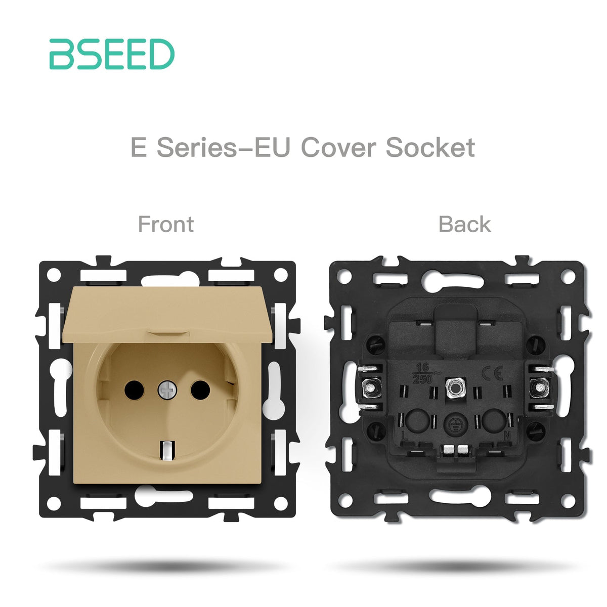 BSEED DIY Part Customized Free Combinations Mechanical Light Switch Wall Socket Insert Gold Color Crystal Glass Panel Light Switches Bseedswitch Eu socket with Cover