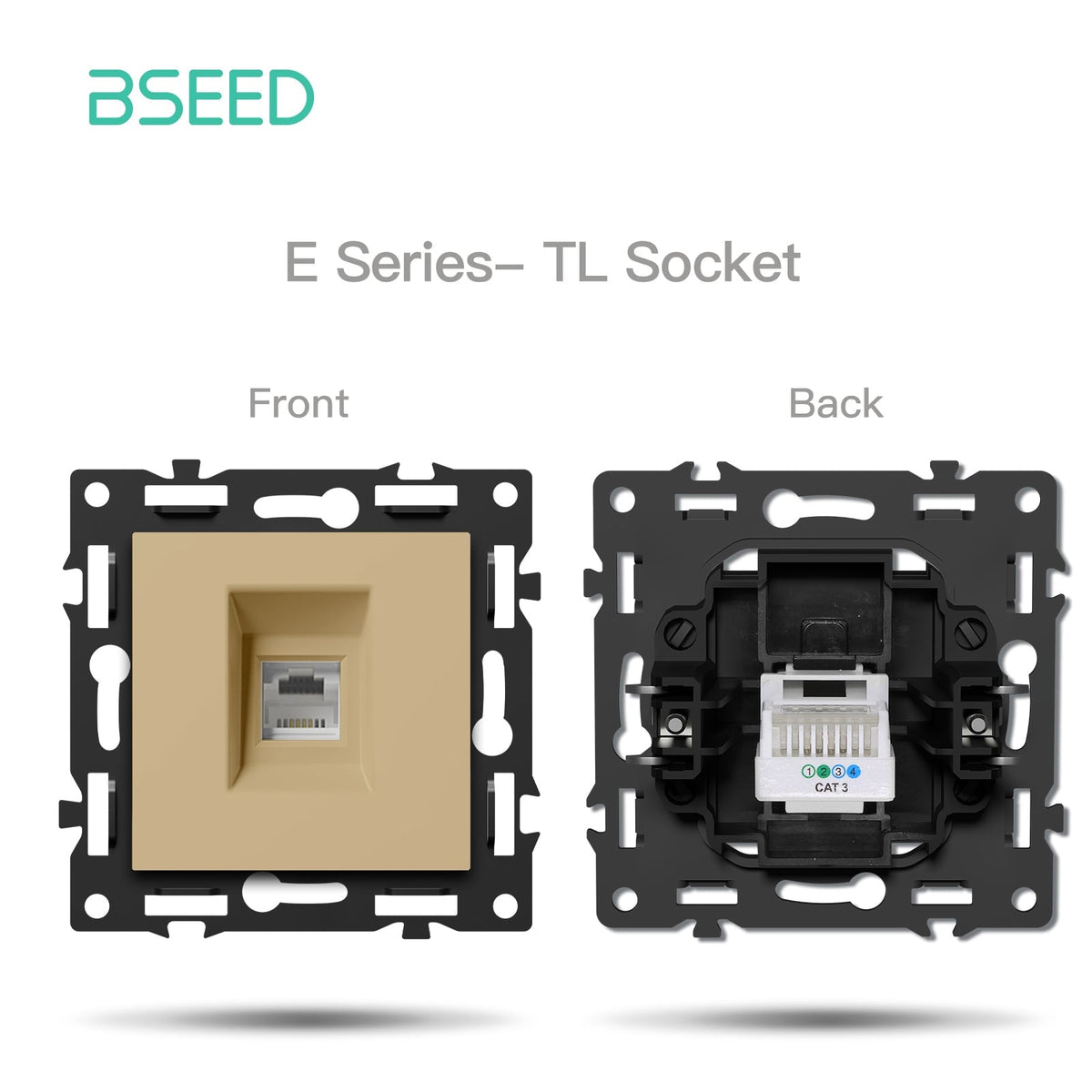 BSEED DIY Part Customized Free Combinations Mechanical Light Switch Wall Socket Insert Gold Color Crystal Glass Panel Light Switches Bseedswitch Telephone Socket CAT3