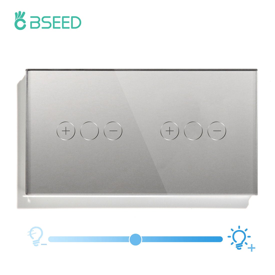 Bseed Double Touch dimmer Switch 1/2/3 Way Dimmer Switch Glass Panel 157mm Light Switches Bseedswitch Grey 1gang 1way +1gang 1way