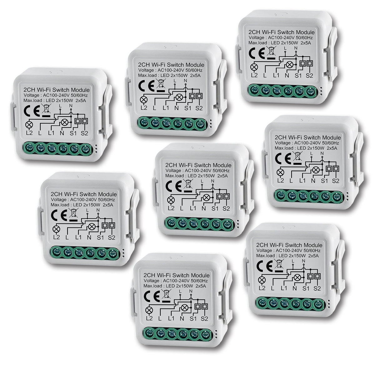 BSEED Smart wifi switch module wall 2Ch WiFi light switch module Light Switches Bseedswitch 8 PCS/Pack