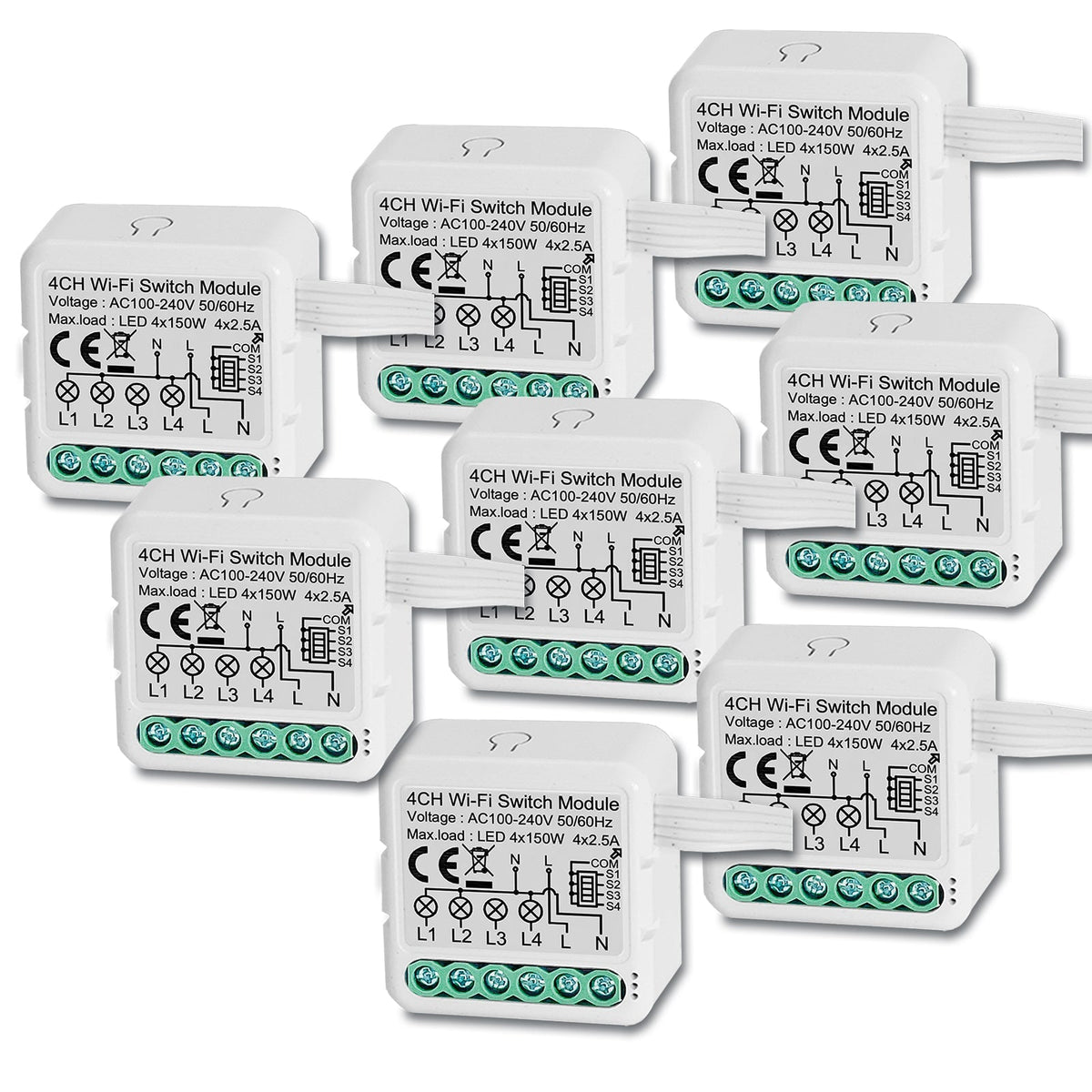 BSEED Smart wifi switch module wall 4Ch WiFi light switch module 4 Gang Light Switch Module (Copy) Light Switches Bseedswitch 8 PCS/Pack