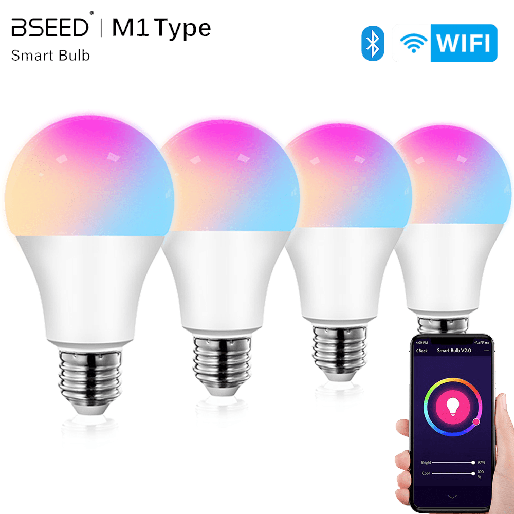 WiFi Smart LED Light Bulb Dimmable Lamp 9W RGB C+W Color Changing Timing Save Energy lamp Bseedswitch 4 PCS/Pack