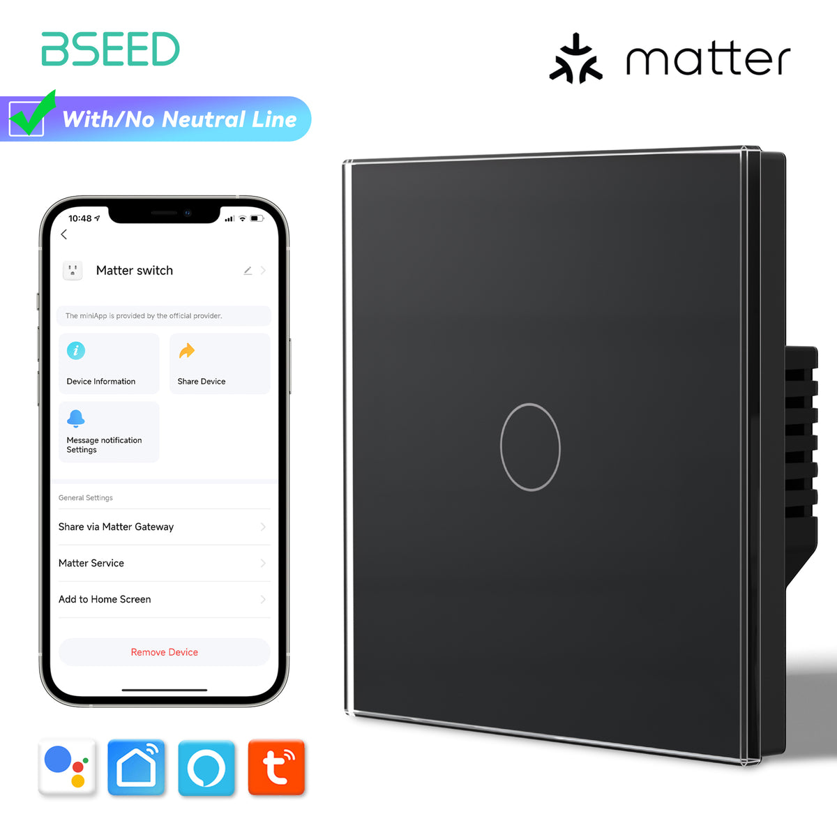 Bseed Smart Matter Wifi Light Switch Electrical Wall Light switches