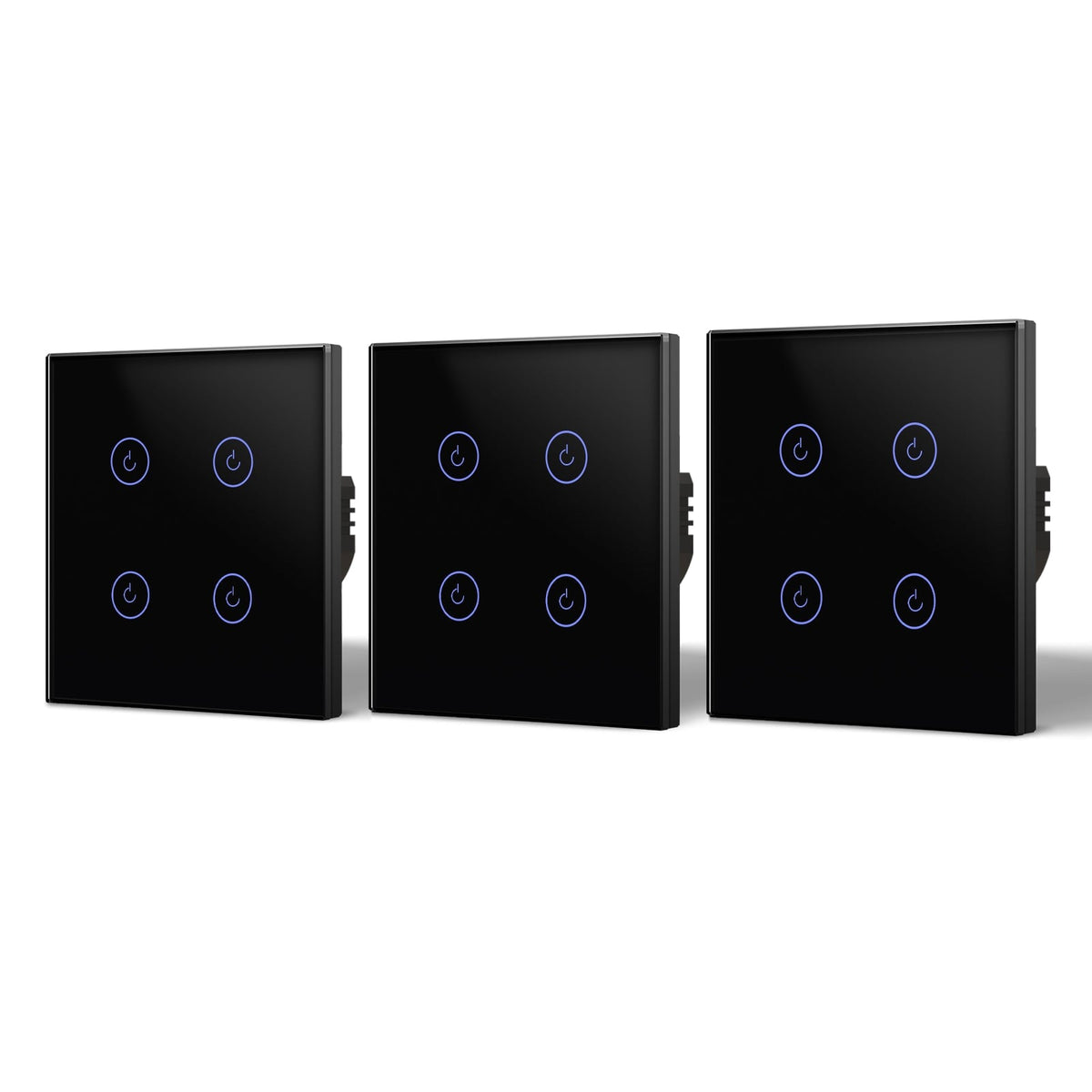 Bseed Smart Wifi Light Switch Wall Switch (With Neutral) Light Switches Bseedswitch Black 3Pcs/Pack 4 Gang