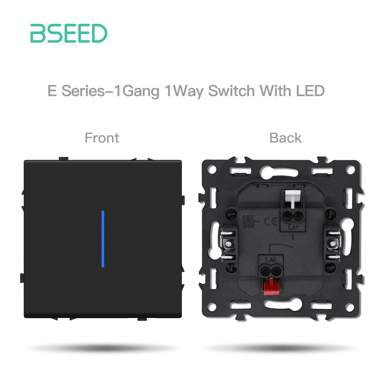 Grand Series DIY Part Customized free combinations Plastic Panels Black Color Power Outlets & Sockets Bseedswitch 1 Gang 1Way Switch With Neon