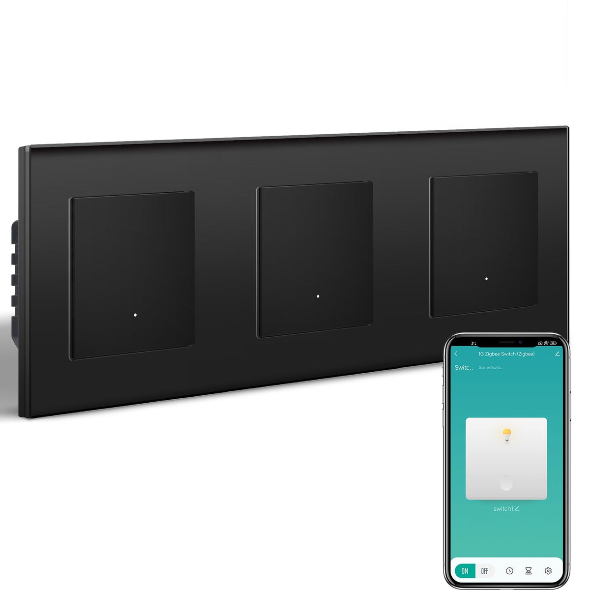 BSEED Triple Smart Zigbee Light Switch (With Neutral) Hub required Switch work with tuya Alexa Light Switches Bseedswitch Black 1 Gang