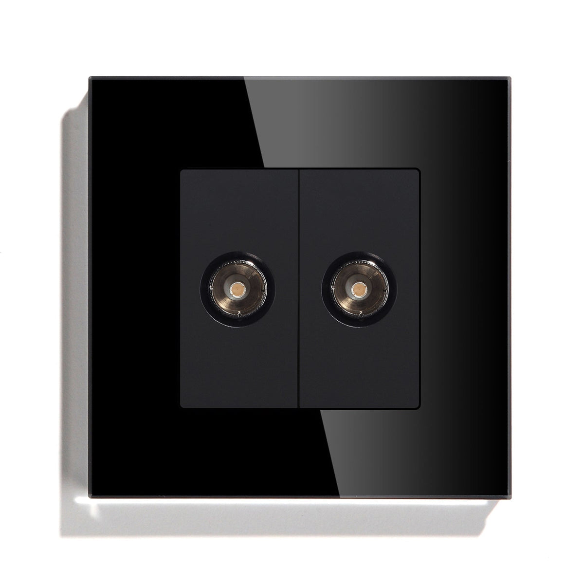 BSEED EU Standard Wall Socket With Double TV Socket Crystal Glass Panel Power Outlets & Sockets Bseedswitch Black 86mm