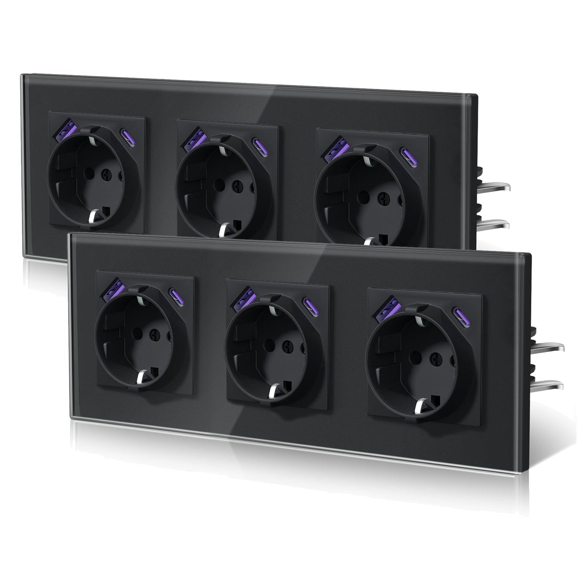 Enchufes BSEED 20W EU con tecnología Claw de carga rápida USB tipo C, regletas y enchufes BSEEDswitch negros, triple, 2 unidades/paquete