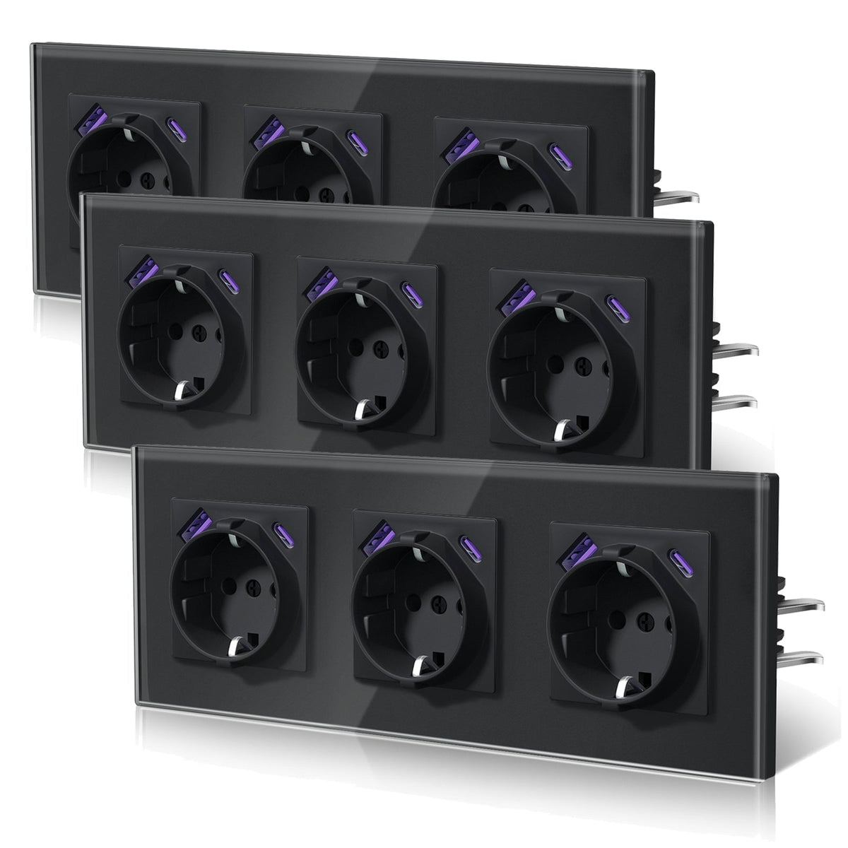 BSEED 20W EU sockets with Fast Charge Type-C USB with Claw technology Power Outlets & Sockets Bseedswitch Black Triple 3 PCS/ PACK