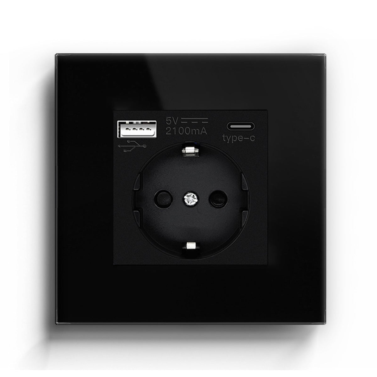 BSEED EU sockets with 2.1A Type-C Interface Outlet Wall Socket Power Outlets & Sockets Bseedswitch Black Single