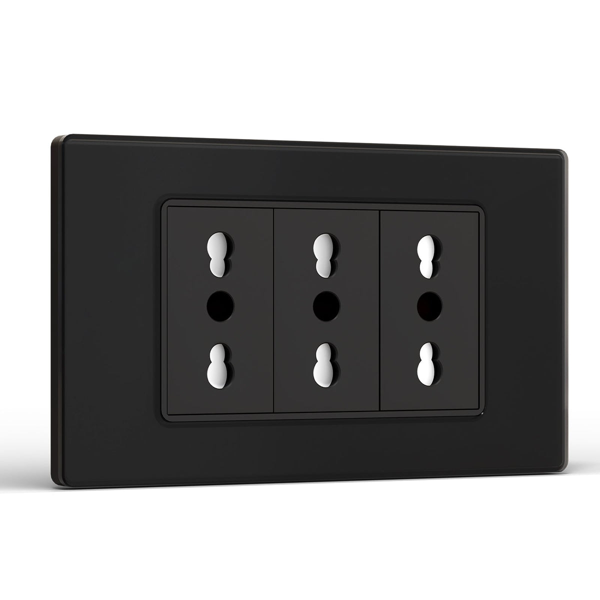 BSEED 3 Moduli con Frutto Presa e Frutto Presa Pluristandard - Kit Incasso con Supporto e Viti di Montaggio socket Bseedswitch Black