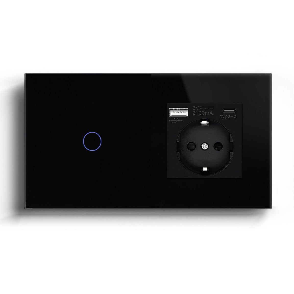 BSEED Tuya No Neutral Line Zigbee Smart Sensor Switch 1/2/3Gang Plus EU Wall Socket With Type-C USB Electric Plug Smart Life Alexa APP Control Need Gateway Power Outlets & Sockets Bseedswitch Black 1Gang