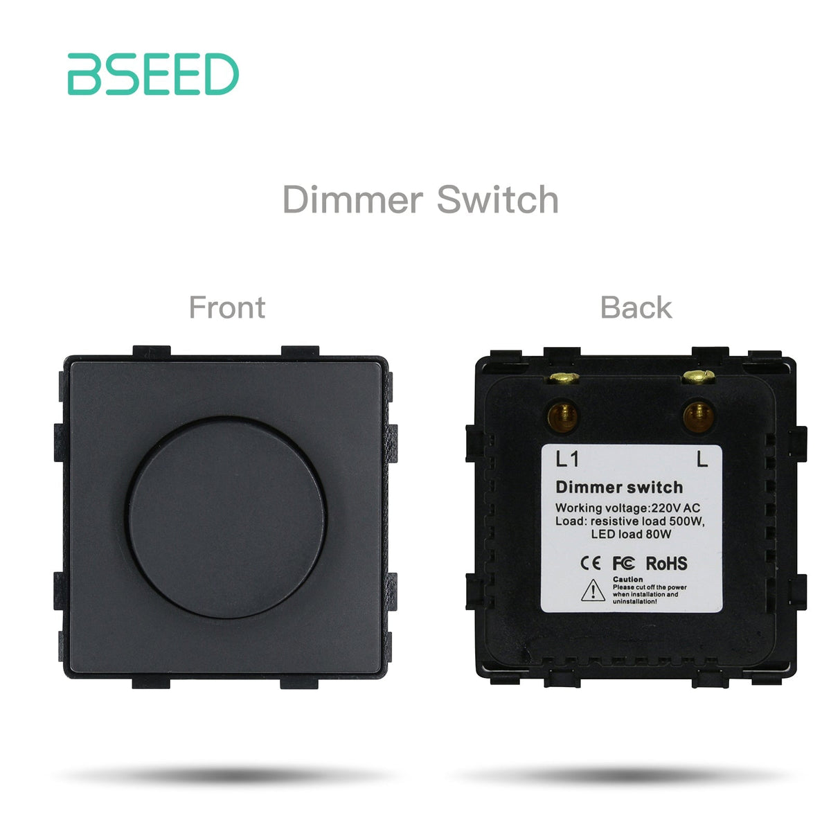 Bseed Crystal Glass Frame Smart Switch Socket Frame USB RJ45 Socket TV Satellite Wall Plug Function Parts DIY Free Combination Black Color Power Outlets & Sockets Bseedswitch Knob Dimmer Switch