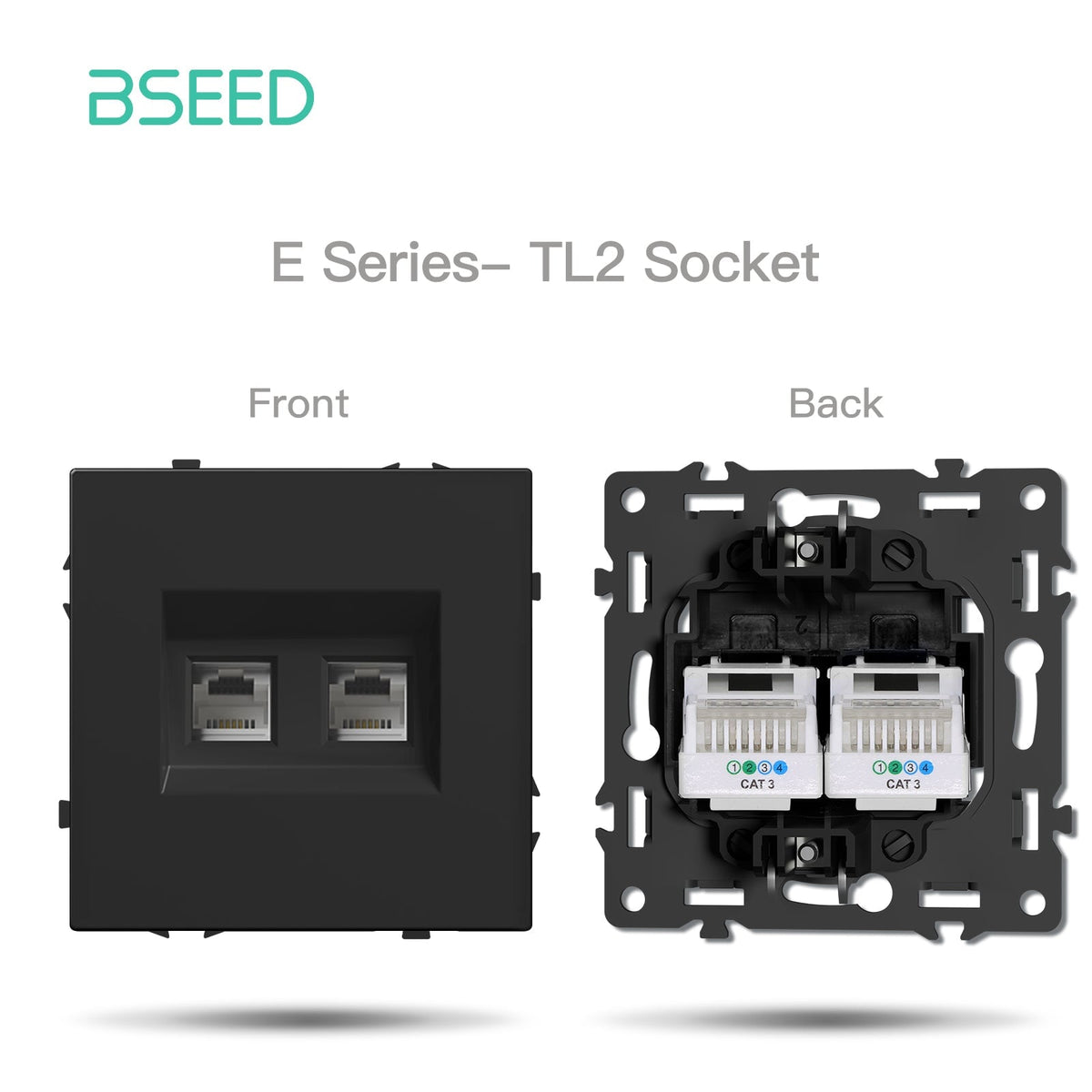 Grand Series DIY Part Customized free combinations Plastic Panels Black Color Power Outlets & Sockets Bseedswitch Doble Telephone Socket
