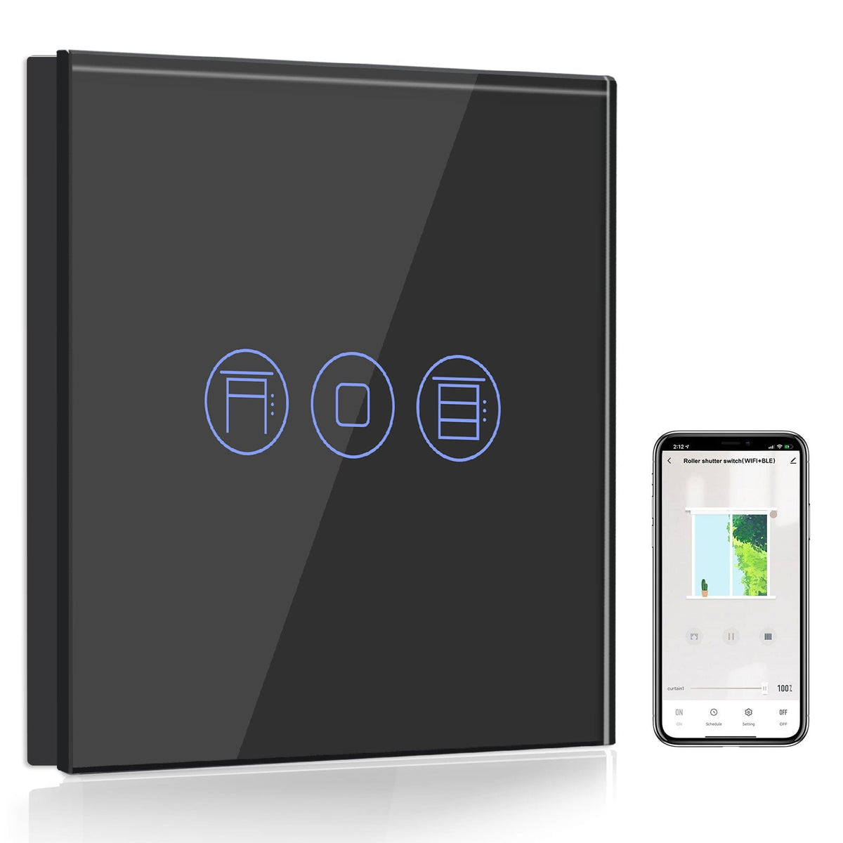 Bseed Smart Wifi Roller Shutter Switch Glass Panel Tuya App Light Switches Bseedswitch Black