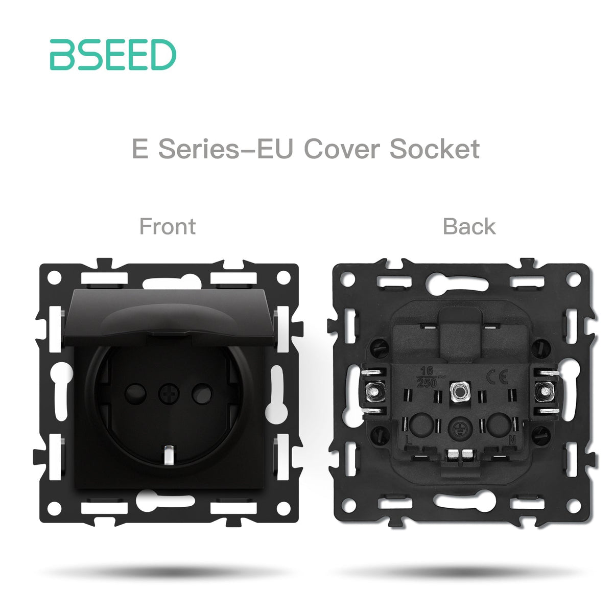 BSEED DIY Part Customized Free Combinations Mechanical Switch Socket Insert Black Color Crystal Glass Panel Light Switches Bseedswitch Eu socket with Cover