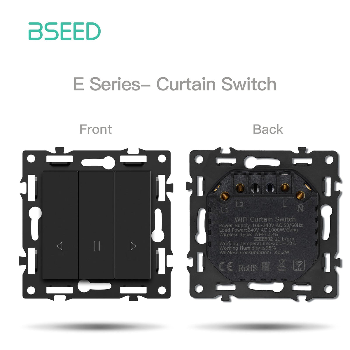 Click Series DIY Part Customized Free Combinations Smart Wifi Switch Socket Insert Black Color Crystal Glass Panel Light Switches Bseedswitch Wifi Curtain Switch