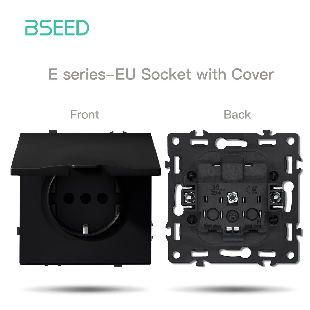 Grand Series DIY Part Customized free combinations Plastic Panels Black Color Power Outlets & Sockets Bseedswitch Eu sokcet with Cover