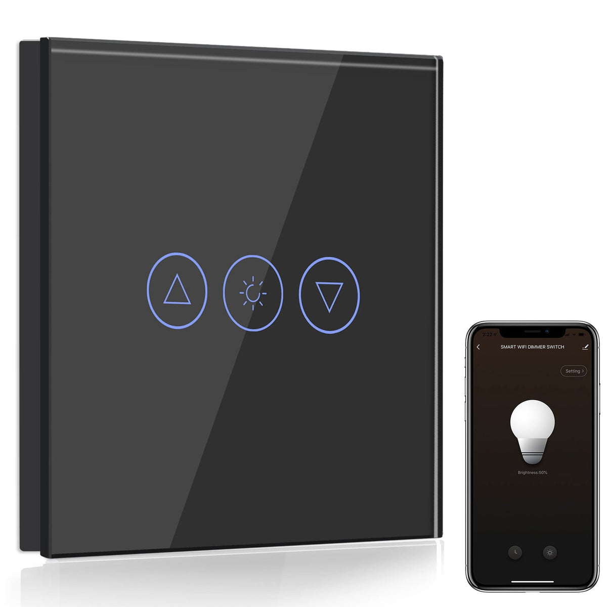 Bseed Smart Wifi Light Dimmer 1 Gang Wireless Wifi For Smart Home Wall Plates & Covers Bseedswitch Black