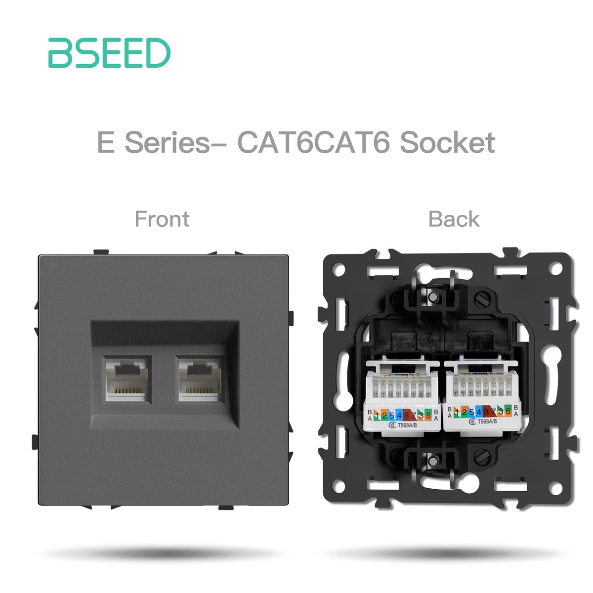 Grand Series DIY Part Customized free combinations Plastic Panels Grey Color Power Outlets & Sockets Bseedswitch Double Computer Internet Socket Cat6