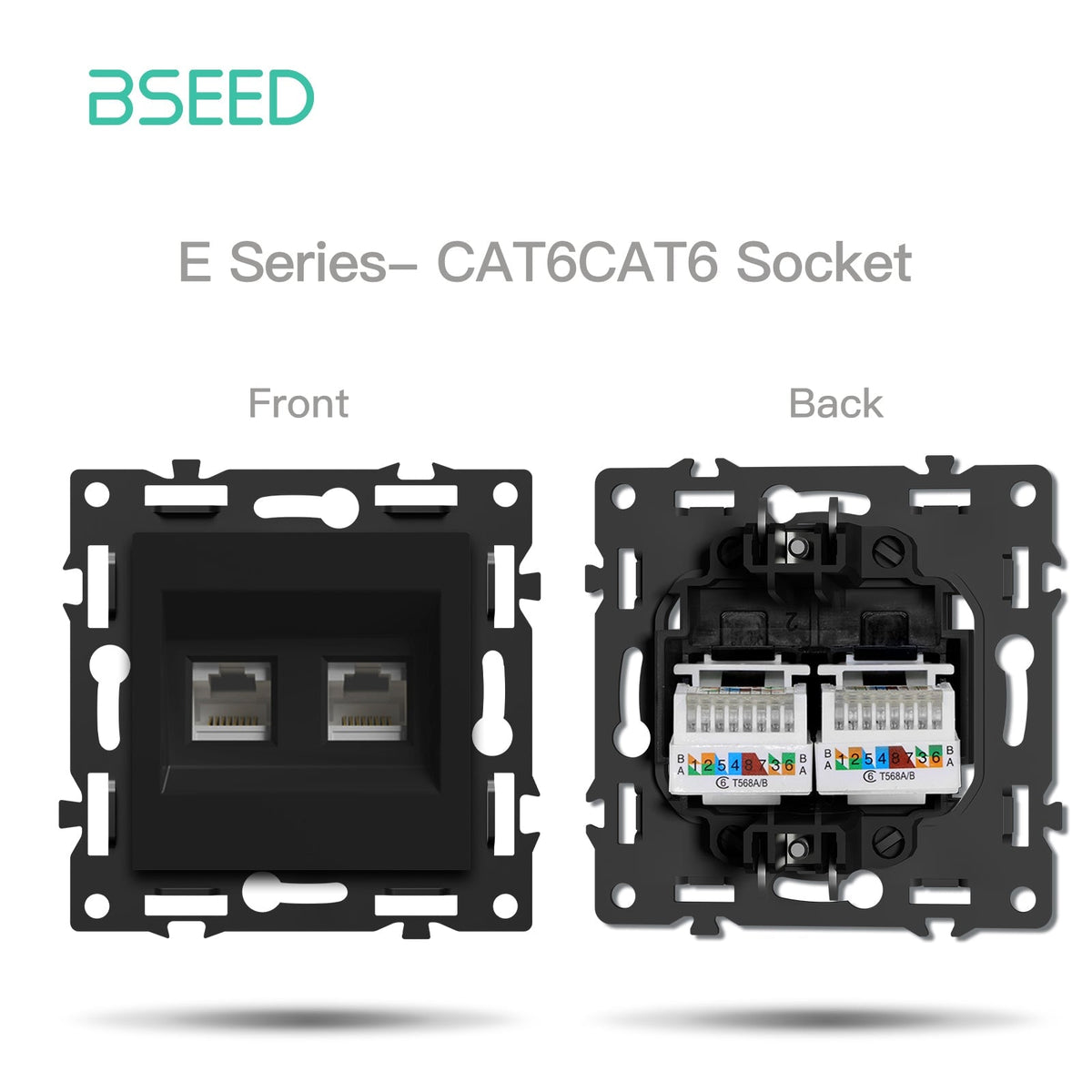 Click Series DIY Part Customized Free Combinations Smart Wifi Switch Socket Insert Black Color Crystal Glass Panel Light Switches Bseedswitch Double Internet Cat6 Socket