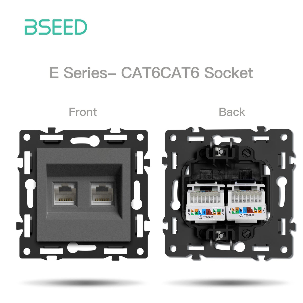 Click Series DIY Part Customized Free Combinations Smart Wifi Switch Socket Insert Grey Color Crystal Glass Panel Light Switches Bseedswitch Double Internet Cat6 Socket