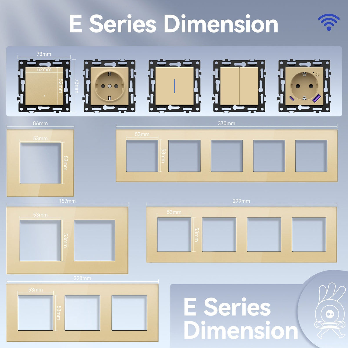 Click Series DIY Part Customized Free Combinations Smart Wifi Switch Socket Insert Gold Color Crystal Glass Panel Light Switches Bseedswitch