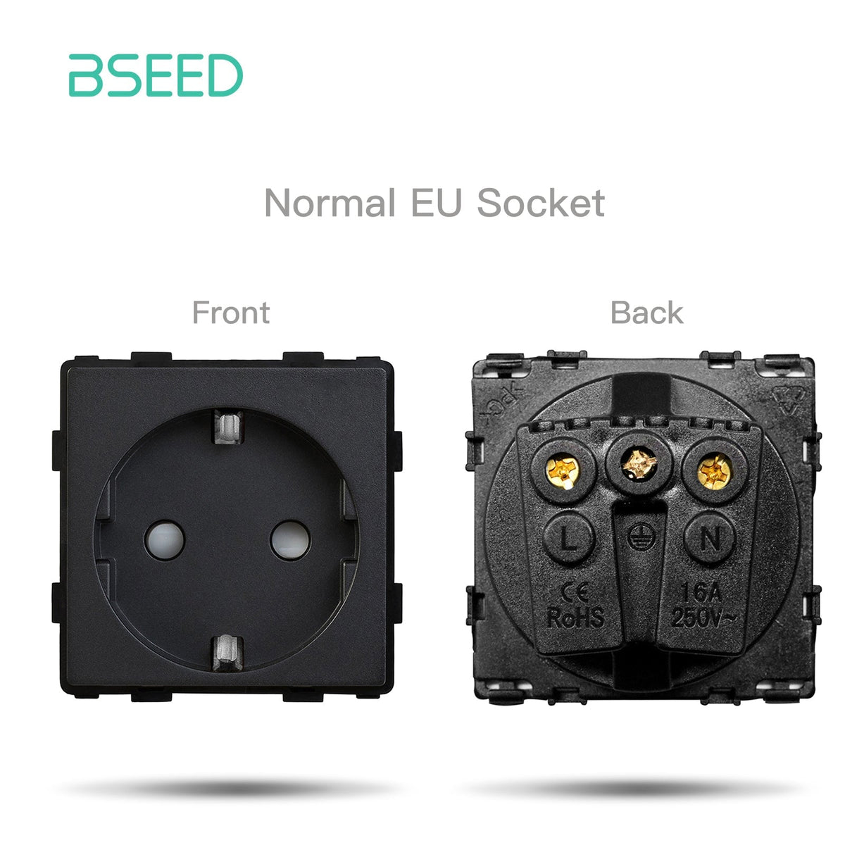 Bseed EU UK Russia Standard Plastic Socket Button Switch Function Key DIY Home Improvement Wall Plates & Covers Bseedswitch Black Touch EU Socket Function Key