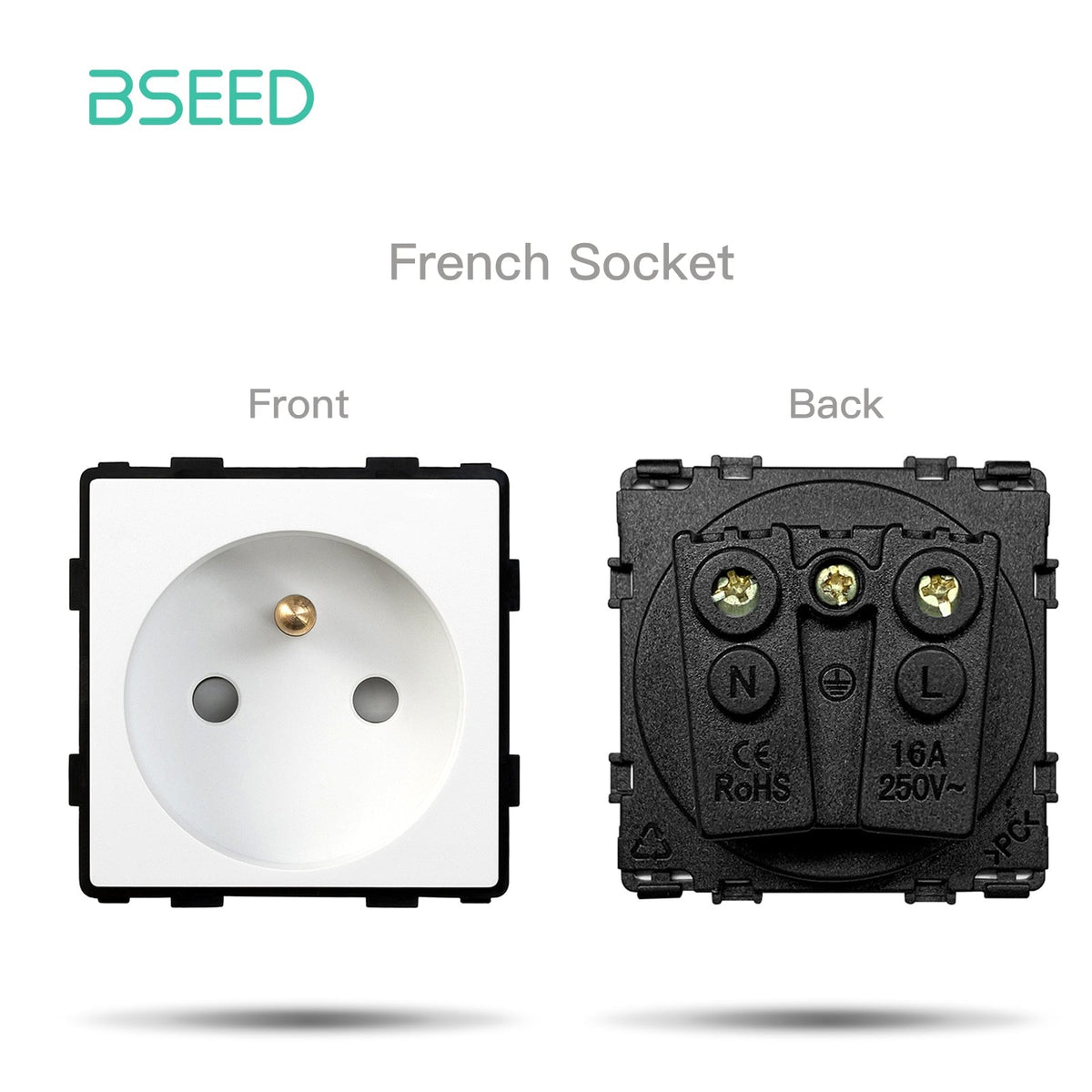 Bseed EU UK Russia Standard Plastic Socket Toggle Switch Function Key DIY Home Improvement Wall Plates & Covers Bseedswitch White Touch Fr Socket Function Key