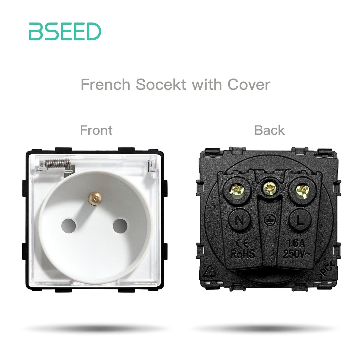 Bseed Crystal Glass Frames Socket Frame USB RJ45 Socket TV Satellite Wall Plug Function Parts DIY Free Combination White Color Wall Jacks & Braces Bseedswitch france socket with cover