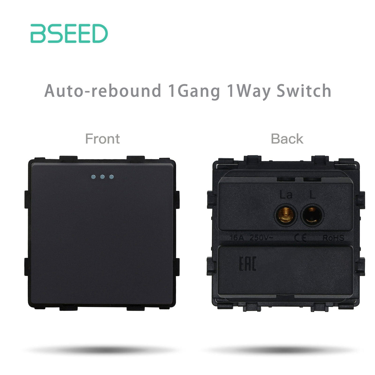 Bseed Crystal Glass Frame Smart Switch Socket Frame Wall Eclectic power socket Wall Plug Function Parts DIY Free Combination Black Color Power Outlets & Sockets Bseedswitch Automatic rebound 1Gang 1Way Switch