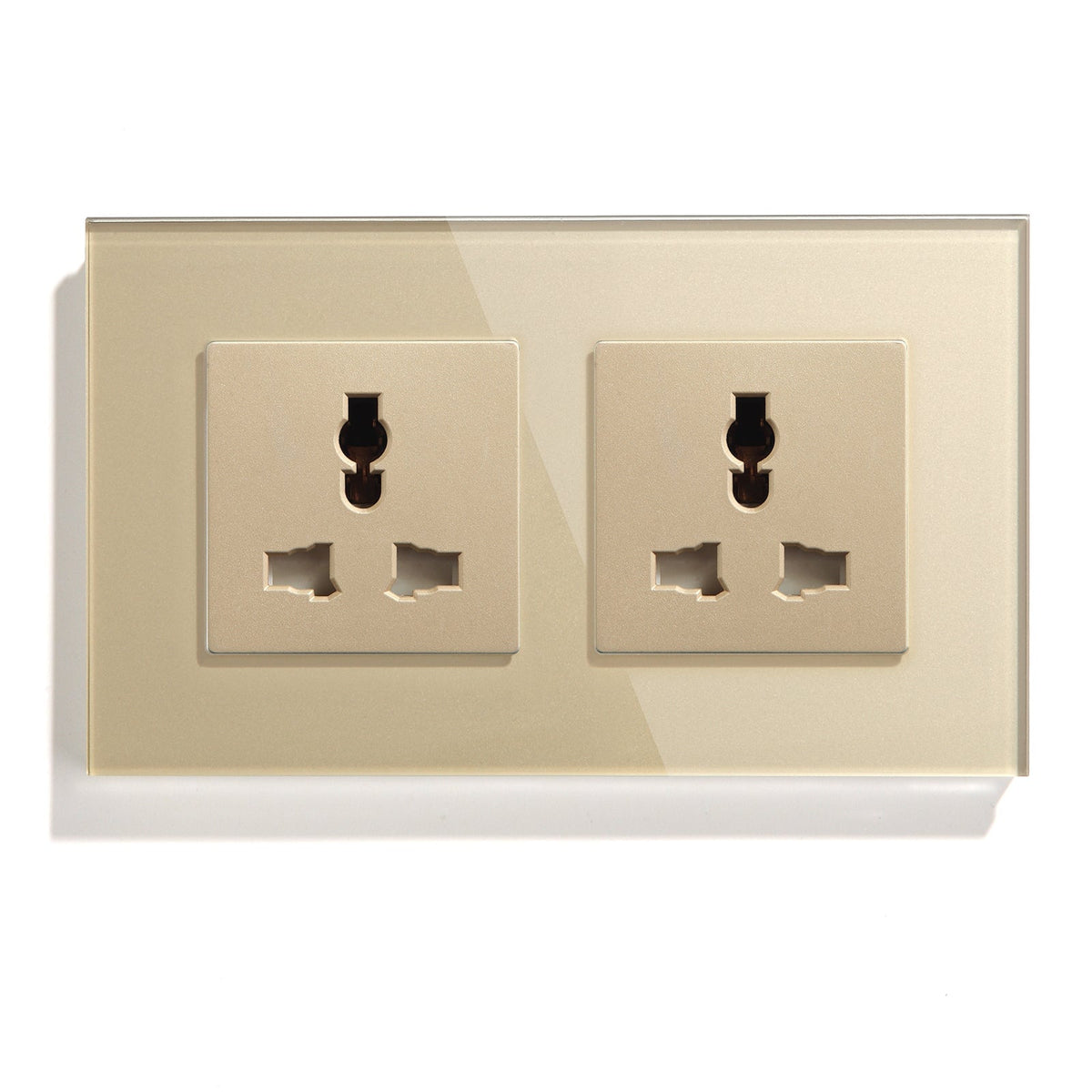 BSEED MF Wall Sockets Power Outlets Glass Panel 13A Power Outlets & Sockets Bseedswitch Golden Double