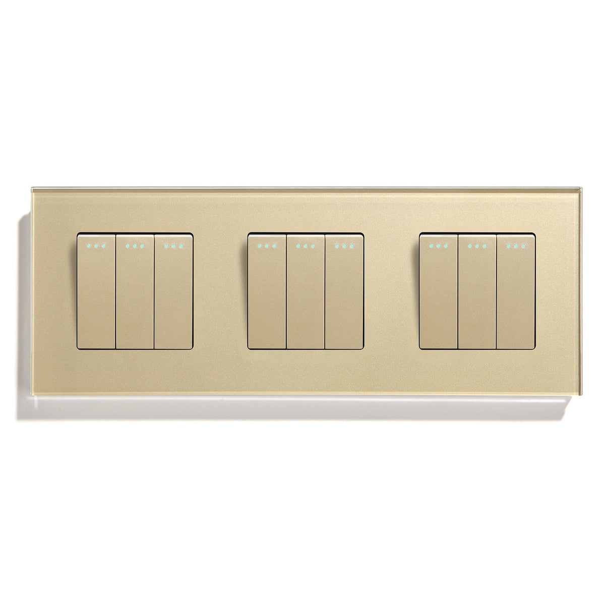 Bseed 2Way Button Light Switch Mechanical Switches Crossbar Switch 228mm Light Switches Bseedswitch Gold 3Gang+3Gang+3Gang