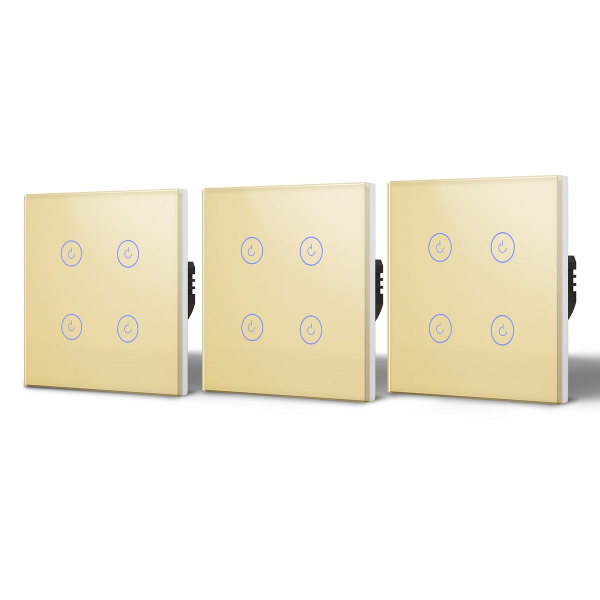 BSEED Wifi 4Gang 1/2/3 way Smart Switches Light Touch Switch Wireless Wifi Wall Switch Support Tuya Google Smart Life Light Switches Bseedswitch Golden 3Pcs/Pack