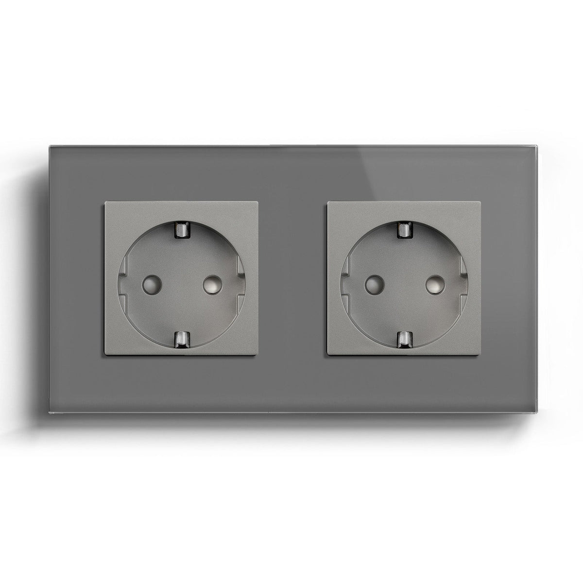 BSEED EU Wall Sockets Power Outlets Glass Panel 16A Power Outlets & Sockets Bseedswitch Grey Double