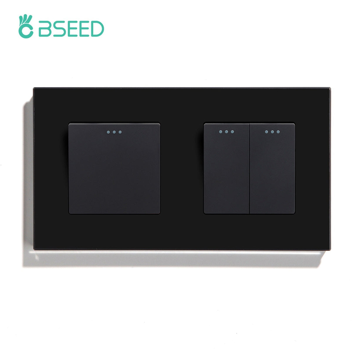 Bseed Button Light Switch 1/2/3 Gang 1Way Mechanical Switches Crossbar Switch 照明开关 Bseedswitch Black 1Gang+1Gang