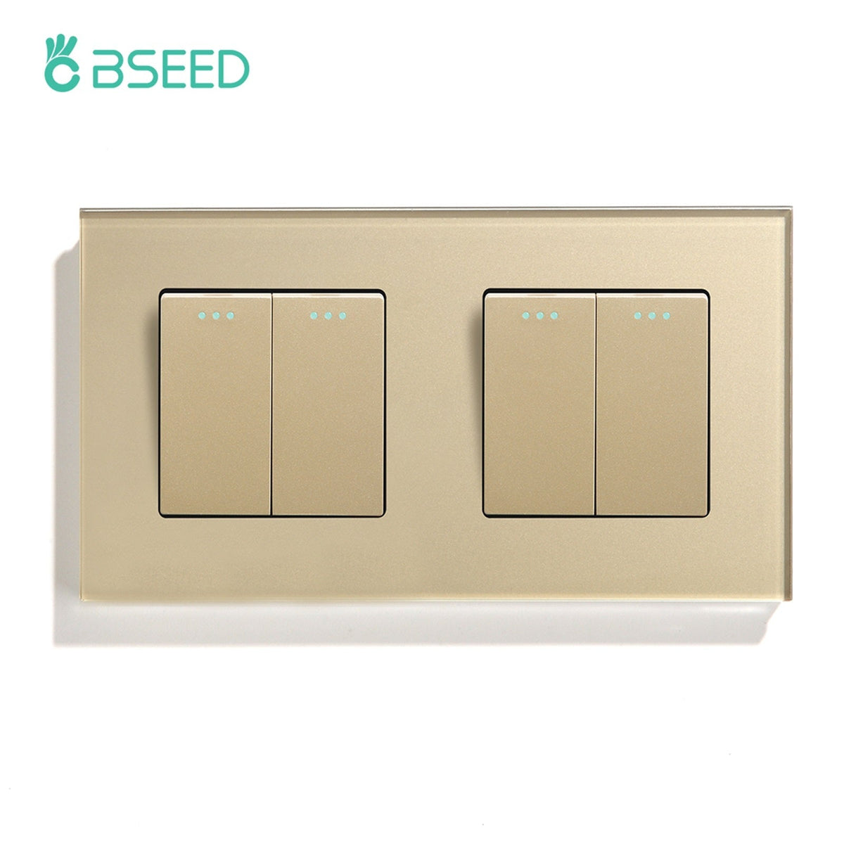 Bseed Button Light Switch 1/2/3 Gang 1Way Mechanical Switches Crossbar Switch 照明开关 Bseedswitch Golden 2Gang+2Gang