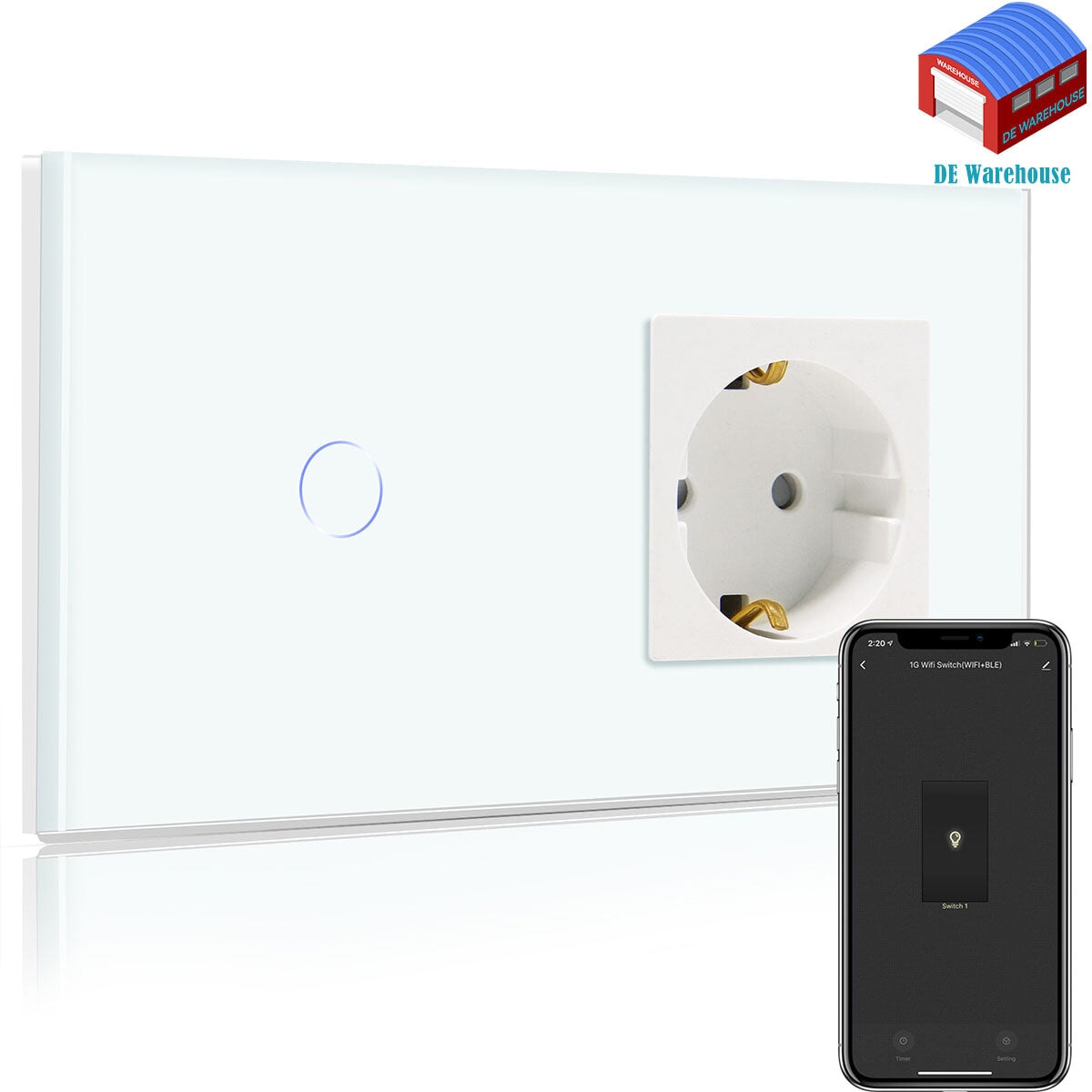 Bseed Smart WiFi Light Switch with European Standard Outlet and Mobile Remote Control Smart Multi-Control Switch In Germany Light Switches Bseedswitch